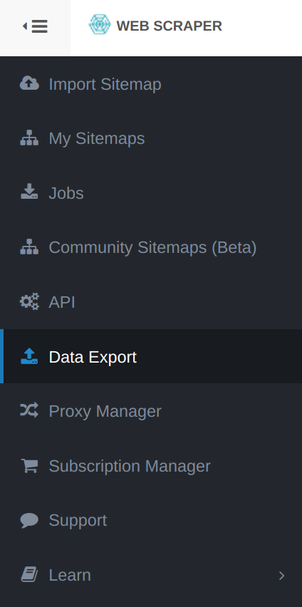 Toolbar-Right-Data-Export- Google-Append-Web-Scraper-Cloud-Feature
