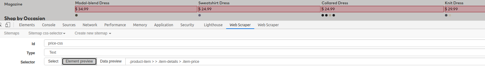 >-selector-in-use-prices-Web-Scraper-Blog